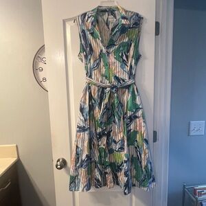 Nic+Zoe scribble vine print sleeveless shirt dress with pockets size L